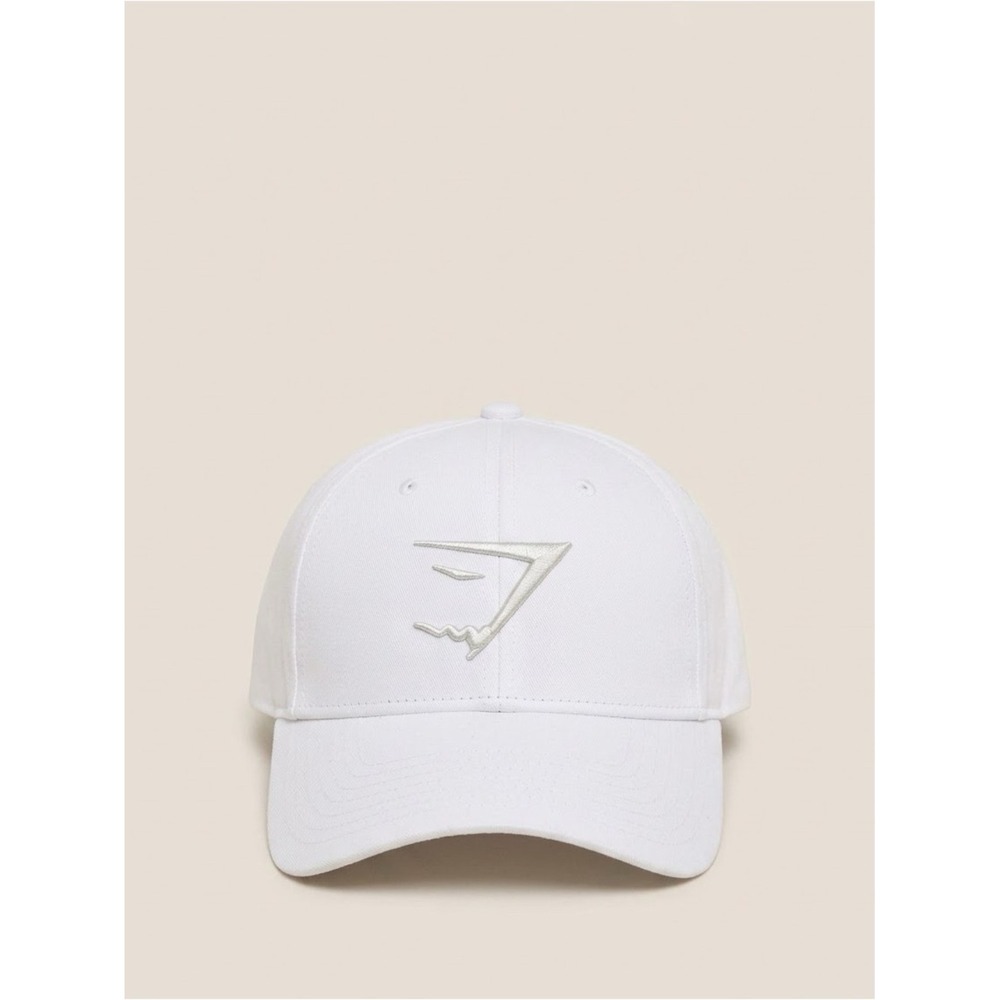GYMSHARK White Everyday Logo Gym Baseball Cap Adjustable Clean Girl Minimalist